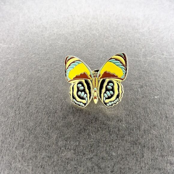 Multi color yellow butterfly Pin badge brooch wearable art - Picture 2 of 4